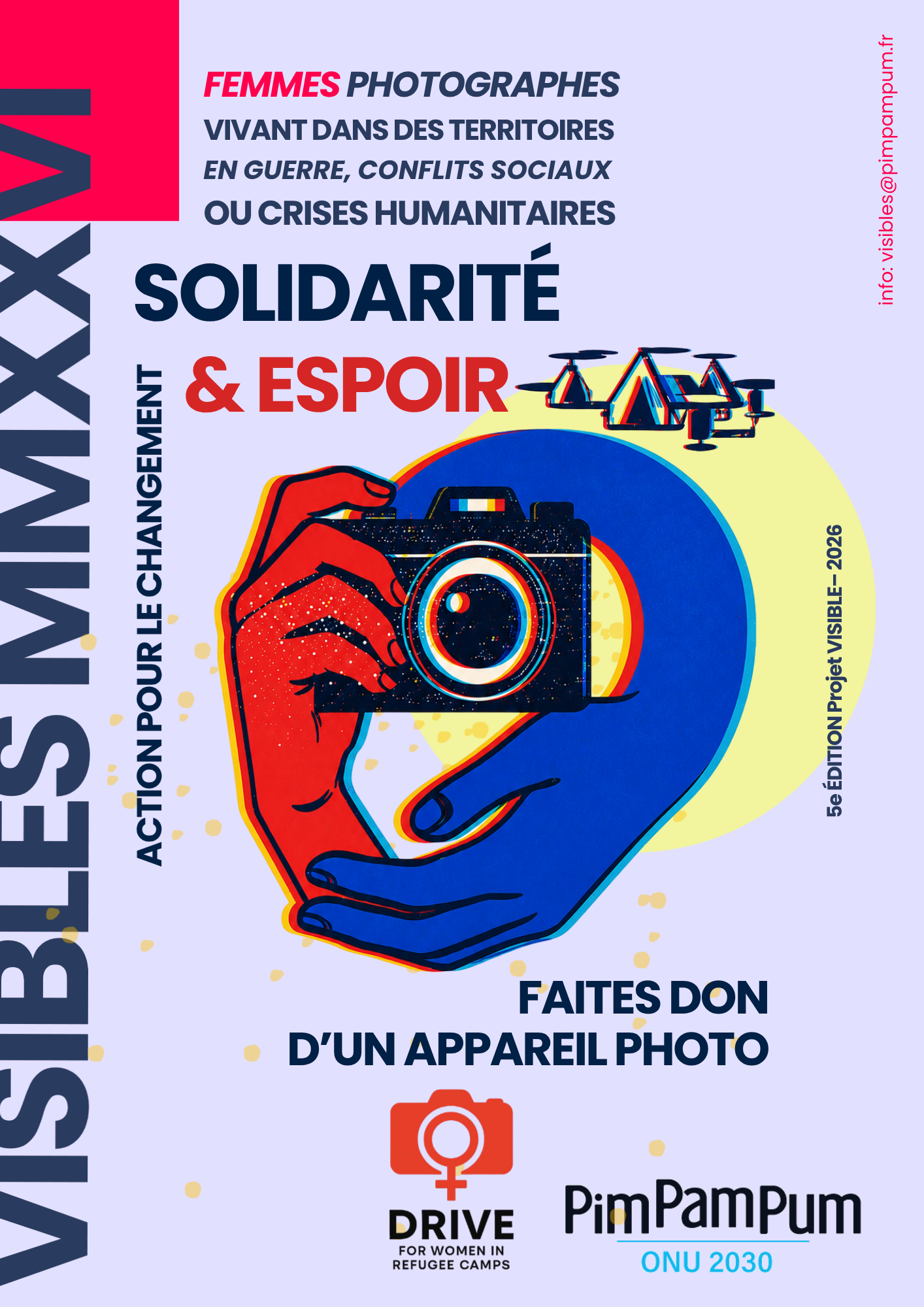 Affiche officielle VISIBLES MMXXVI — Solidarité & Espoir, faites don d'un appareil photo